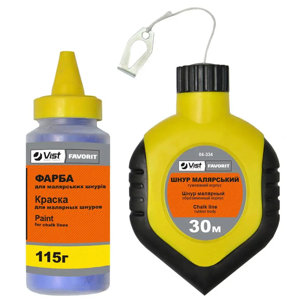 Шнур малярський 30м з фарбою 115г, гумований корпус Favorit | 04-334