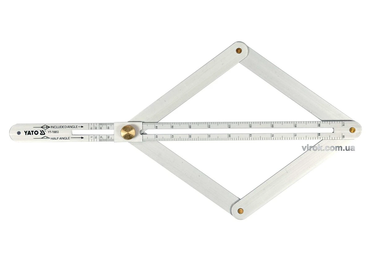 YATO Кутомір алюмінієвий на шарнірах YATO: зовн./внутр. діапазони 10-170°/5-85°, довжина шкали- 380м