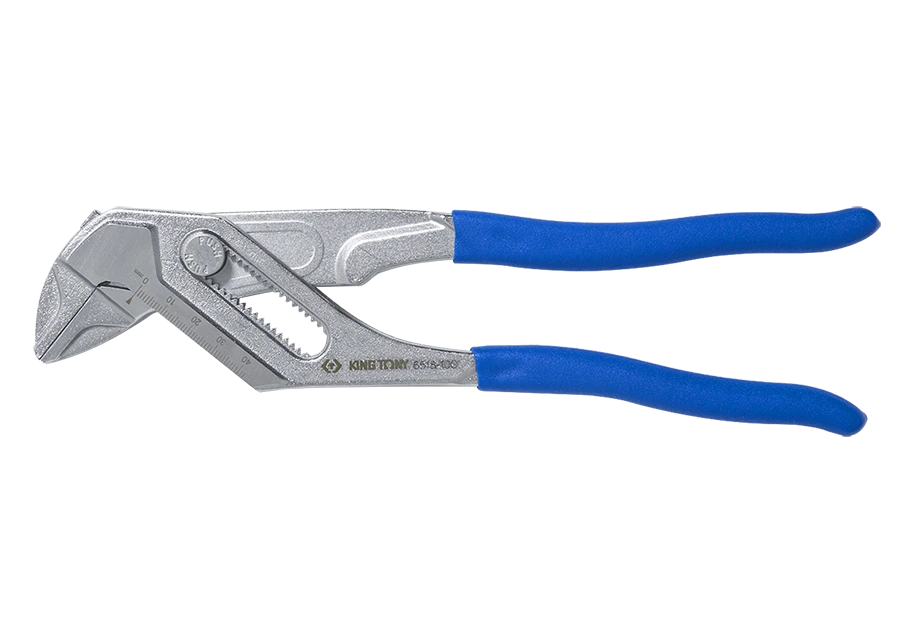 KING TONY Захват трубный (клещи раздвижные) кнопочный механизм с трещоткой 10" (266мм) | 6518-10C