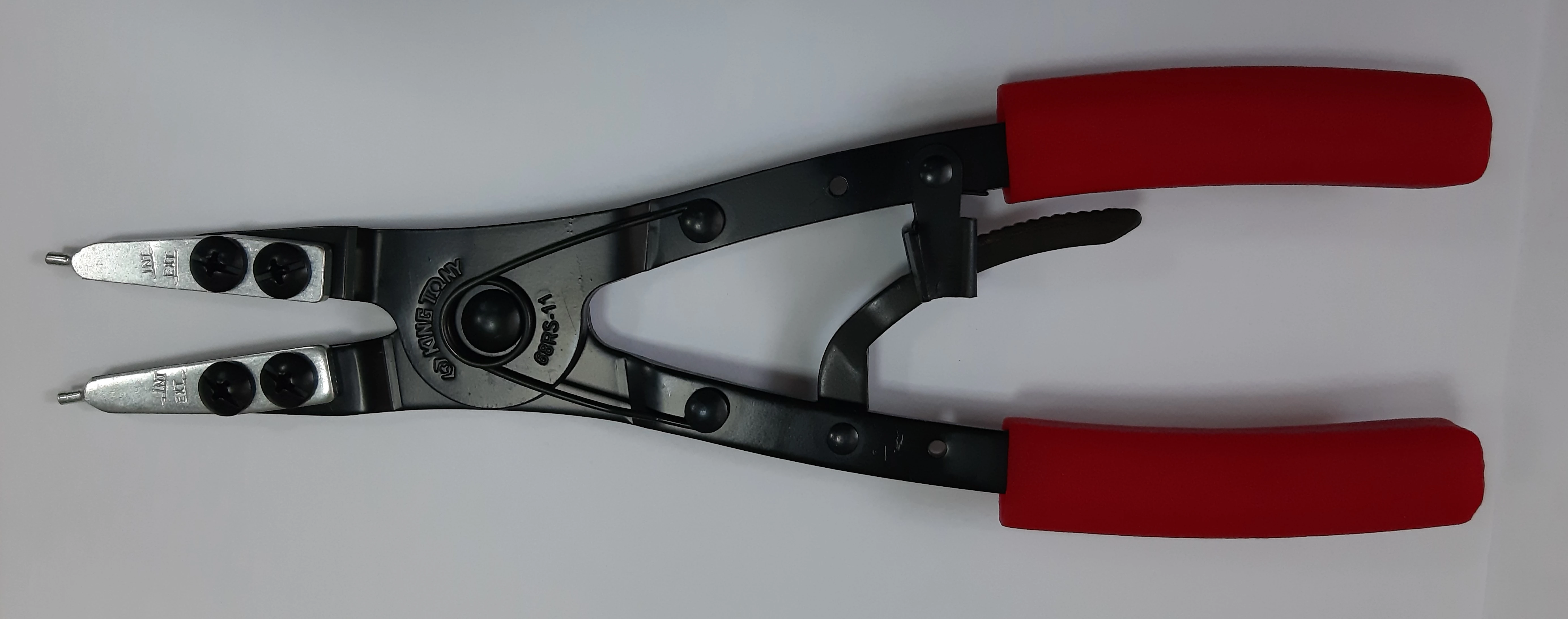 KING TONY Пассатижи для внешних стопорных колец, артикул 68RS-11 (красные рукоятки) | 68RS-11