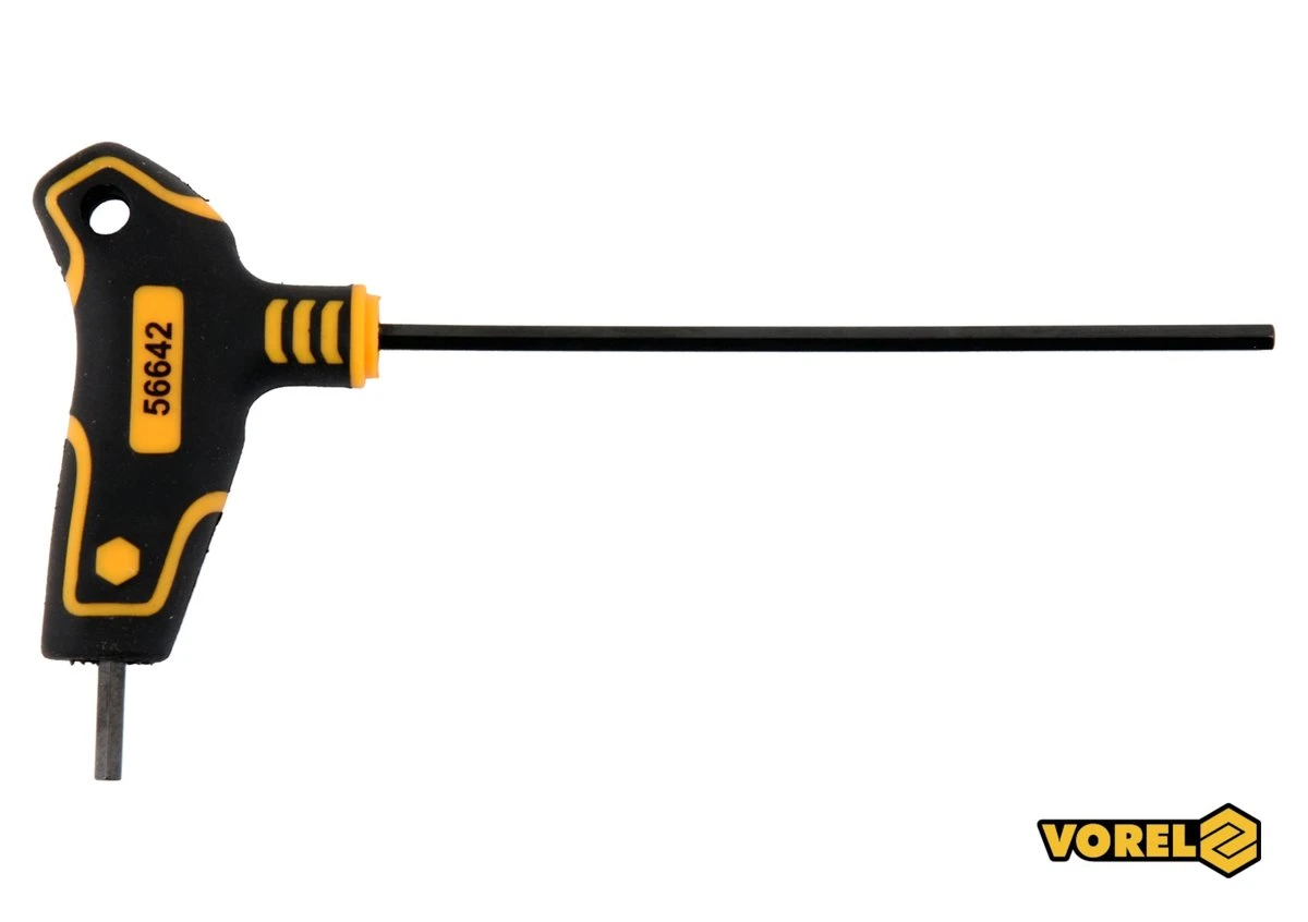 VOREL Ключ шестигранний : тип "Т", HEX 3 x 100 x 72 мм, Cr-V 6150  | 56642