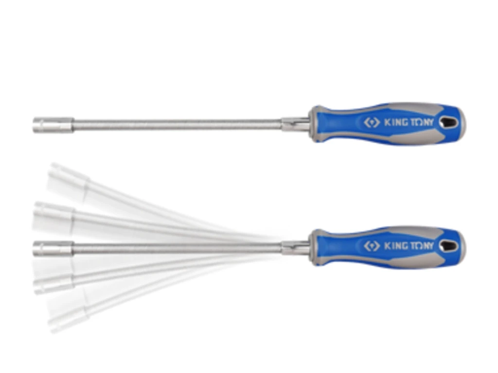 KING TONY Отвертка торцевая 10 мм, 300 мм, гибкая, для хомутов. | 1453-10