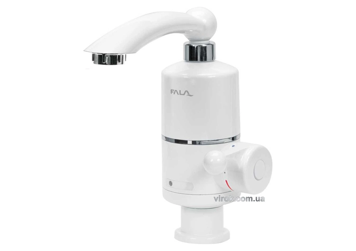 FALA Нагрівач води проточної мереж. до 60°С,3кВт,тиск 0,04-0,6MPa, гусак l=10 см, нижнє під'єднання 