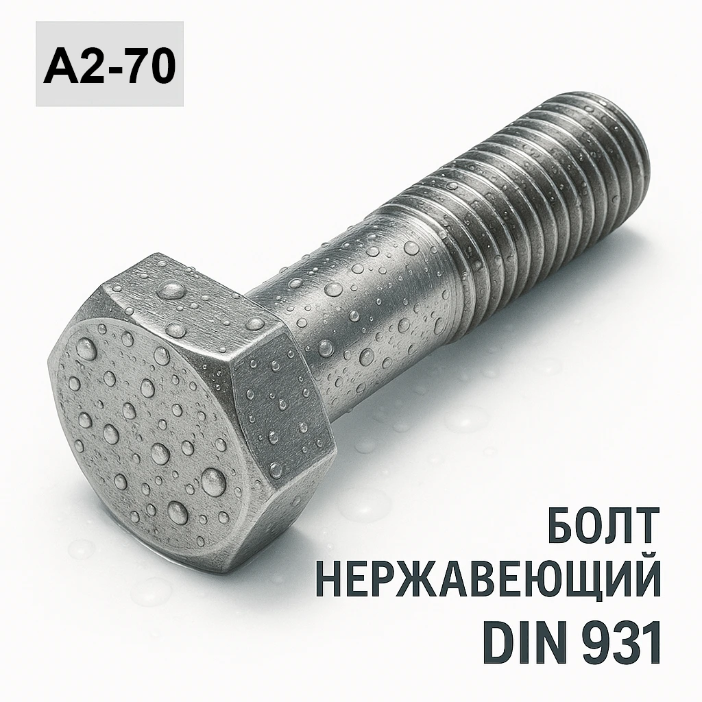 DIN 931 A2-70 Болт нержавеющий с шестигранной головкой и частичной резьбой M 8x 30