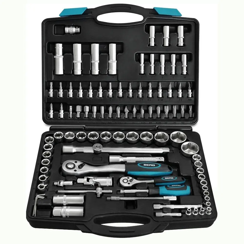 Набір головок та насадок 1/2, 1/4 (4-32мм), Cr-V, 94шт Berg | 52-113