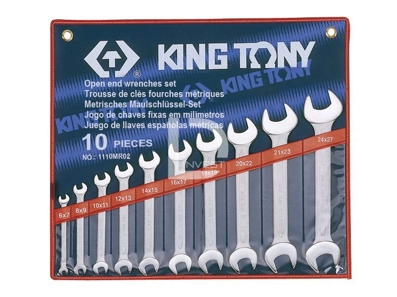 KING TONY Набір ключів ріжкових, 10 предметів (6x7 - 24x27) | 1110MR02