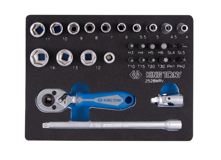 KING TONY Набор торцевых головок 1/4"DR. 29 предметов (EVA ложемент) | 9-2528MRV