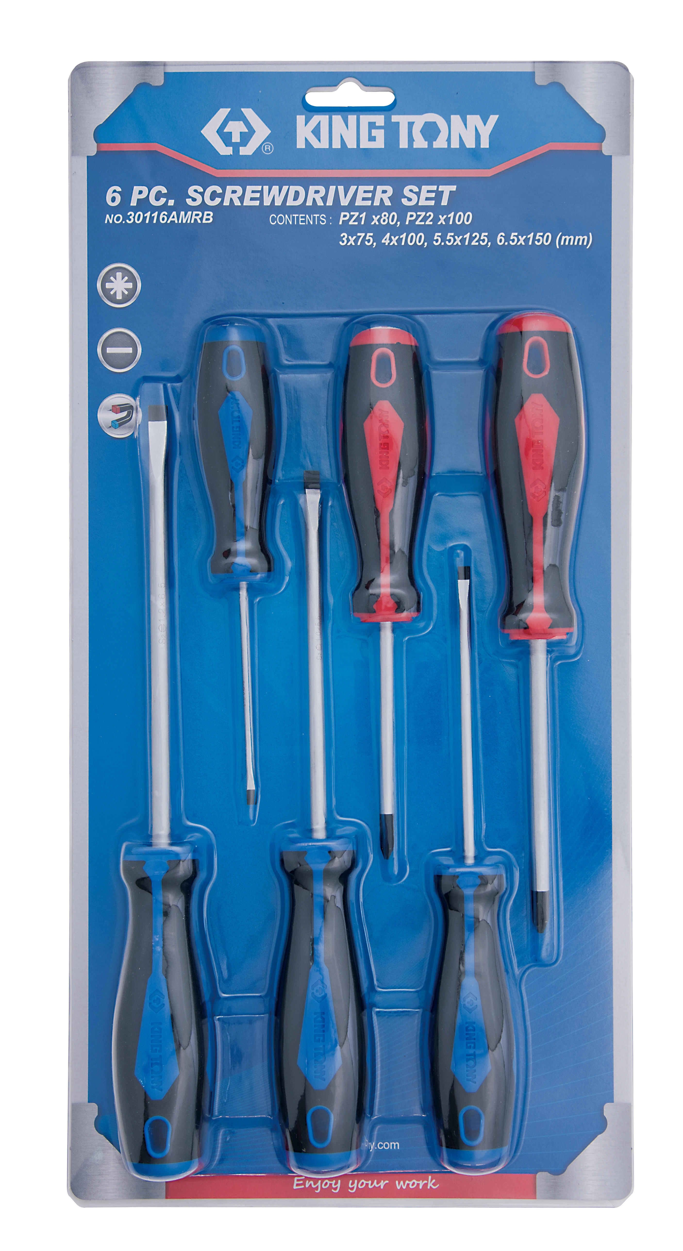 KING TONY Набор отверток 6 предметов. SET #14A8+14A2 | 30116AMRB