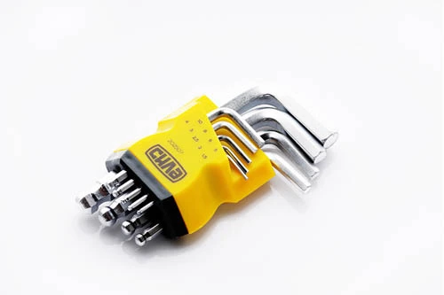 Набор шестигранников 1,5, 2, 2,5, 3, 4, 5, 6, 8, 10 коротких с шаровым наконечником CrV (9шт) СИЛА