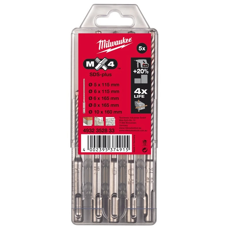 MILWAUKEE Набір бурів SDS-PLUS MX4 MILWAUKKEE, (5шт) | 4932352833