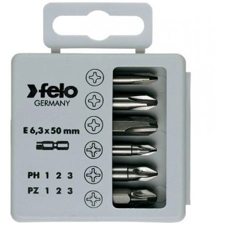 FELO Набор бит 50 мм PZ1 / PZ2 / PZ3 / PH1 / PH2 / PH3 / 6 шт. // 03291516