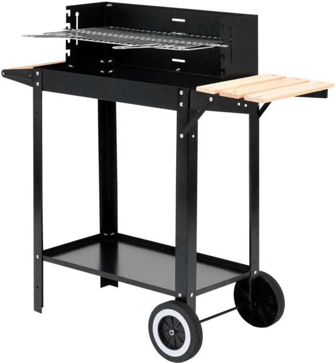LUND Гриль прямокутний вугільний , 48х26 см, на 4 ніжках(2 з колес.) з дерев'яною полицею(DW) | 9959