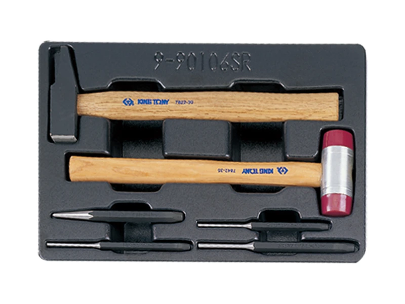 KING TONY Набор ударных инструментов 6ед (молотки, кернер, выколотки) в ложементе | 9-90106SR