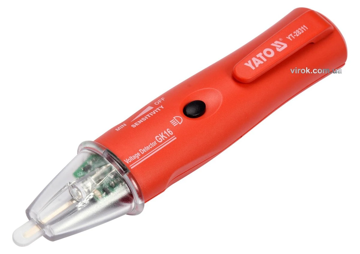 YATO Індикатор напруги мережі YATO контрольний, 5-1000В, плоский шліц SL4.5мм, регулятор чутливості 