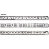 GROZ Линейка стальная длиной 150 мм метр. /дюйм. Цена деления 0,5 мм. Нержавеющая сталь SR/6