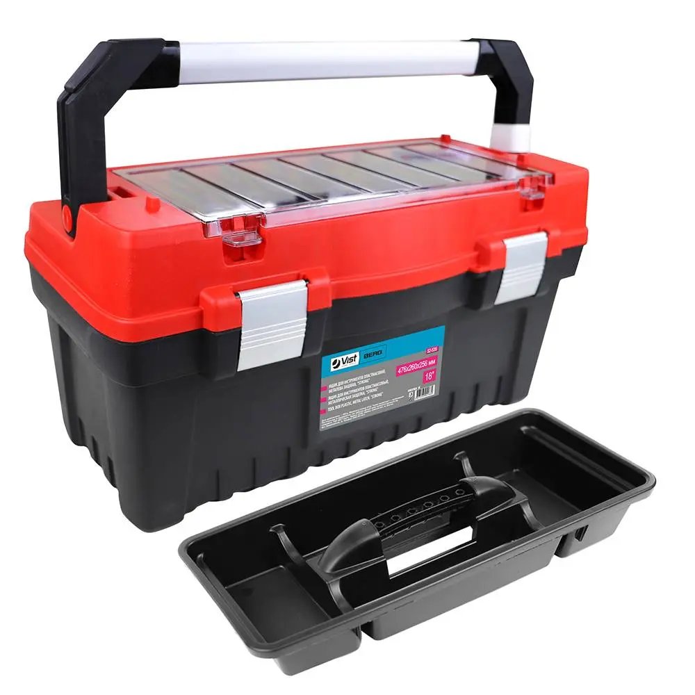 Ящик для інструментів пластмасовий 22, металева защібка, STRONG, 548x274x286 мм Berg | 52-536