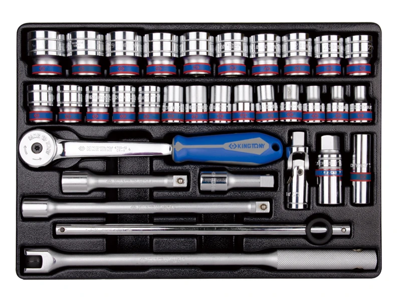 KING TONY Набор торцевых головок 1/2", 33 шт., 8-32 мм, в ложементе | 9-4333MR