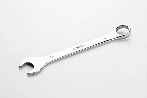 Ключ рожково-накидной полированный CrV 28мм СИЛА