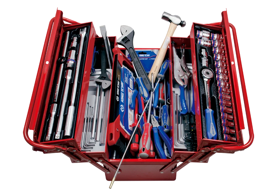KING TONY Набір інструментів в металевому ящику 132 предмета | 902-132CR
