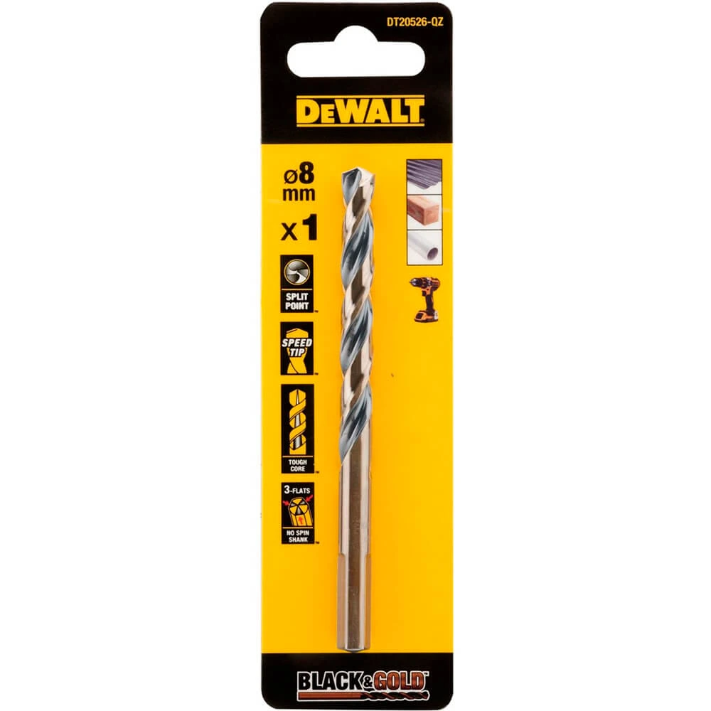 Cвердлo по металу DeWALT EXTREME BLACK & GOLD HSS - G, d=8.0 мм