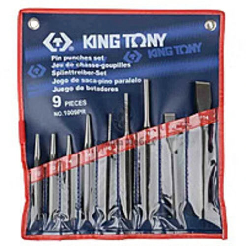 KING TONY Выколотки в наборе 9 ед. В чехле (выколотки, зубила, керны, бородки) | 1009PR01