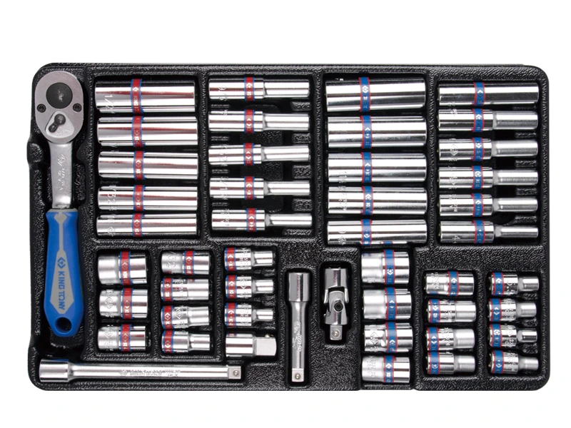 KING TONY Набор торцевых головок 1/4" 48ед метрич/дюймов, длин/короткие в ложементе | 9-2548CR