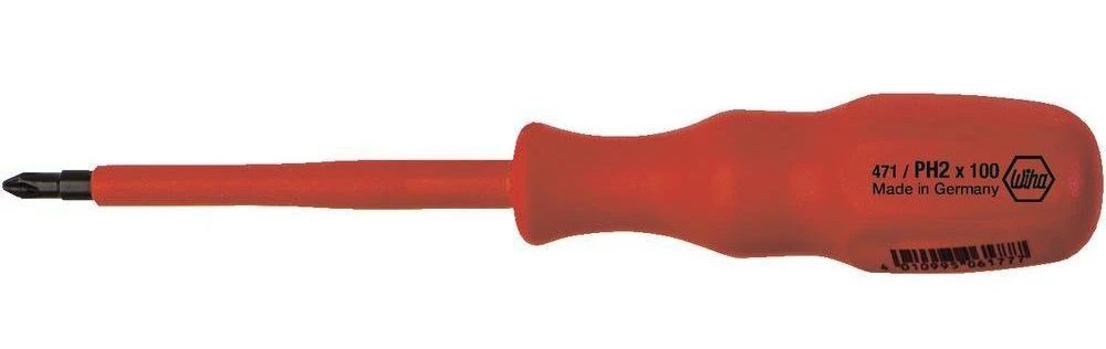 Wiha 06176K Отвертка диэлектрическая PH 1х80 Proturn 1K CrVMo с держателем отвертки 1/4 (28530)