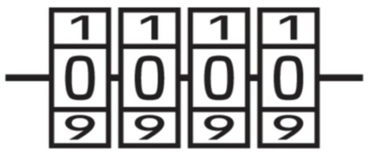 VOREL Замок навісний з кодовим замиканням : латунний корпус- 40х 11,8х39,5 мм, стал дуга- 30х25х 5 м