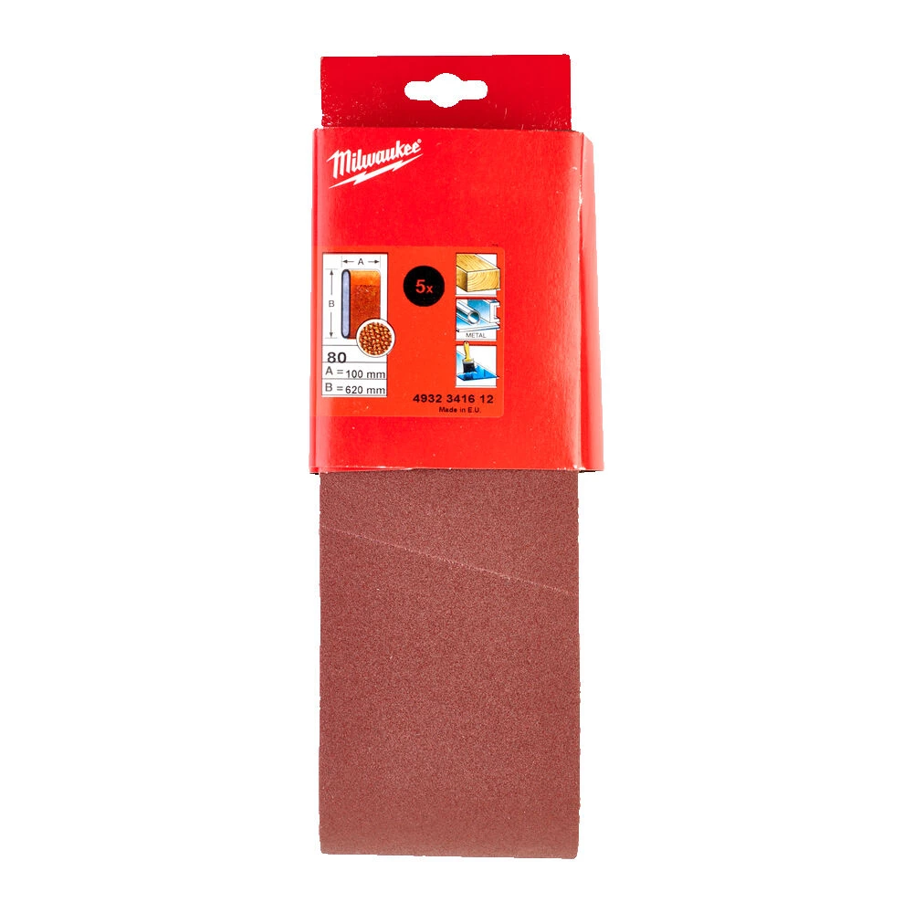 MILWAUKEE Шлиф. лента 100х620 зерно 80 (5 шт) | 4932341612