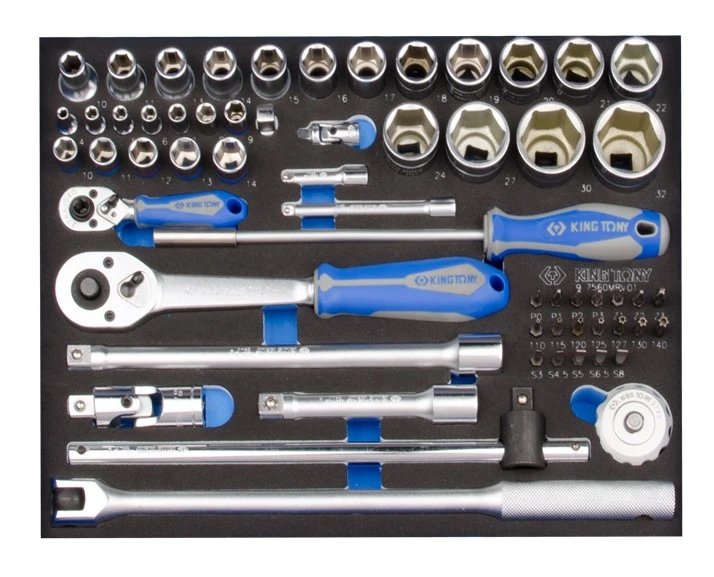 KING TONY Набор торцевых головок 1/2" и 1/4" головки, трещетка. 60 предметов (EVA ложемент) | 9-7560