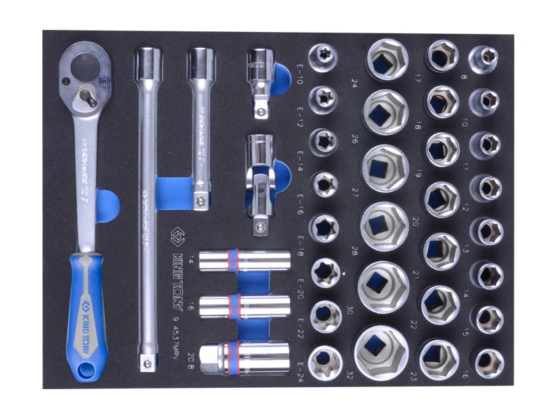 KING TONY Набор торцевых головок 1/2" с принадлежностями, ложемент, 37 пр. (EVA ложемент) | 9-4537MR