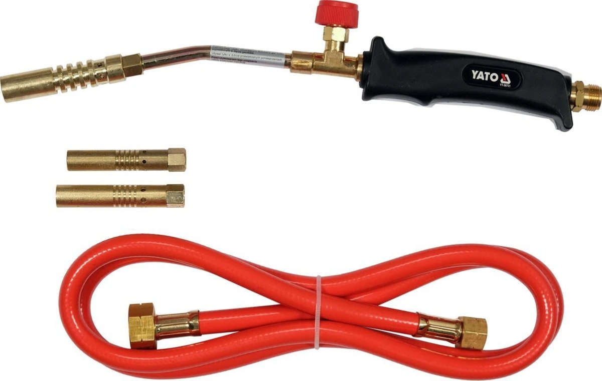 YATO Пальник газовий YATO : l= 360 мм. до 4 кВт. 3 сопла і шланг- 1,5 м. (пропан, бутан)  | YT-36731