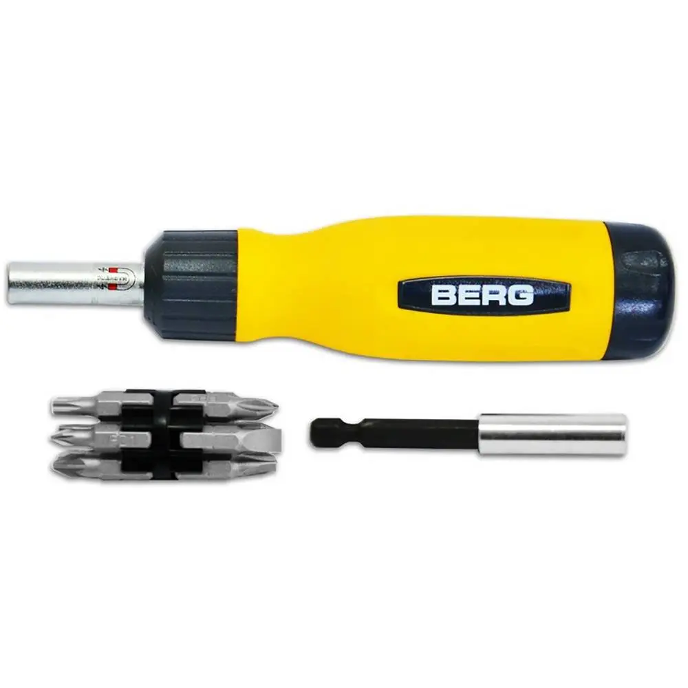 Викрутка з трещеткой і 12 насадок, Cr-V Berg | 47-435