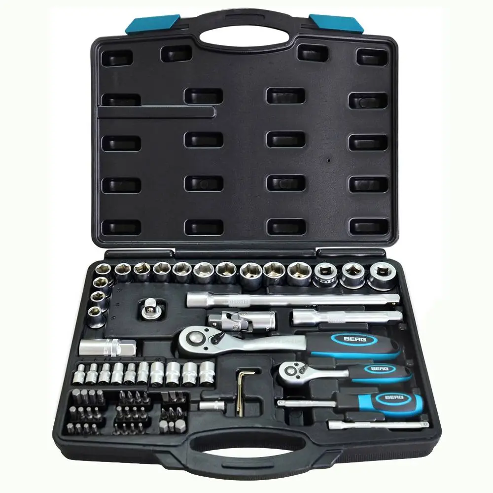 Набір головок та насадок 1/2, 1/4 (4-27мм), Cr-V, 72шт Berg | 52-111