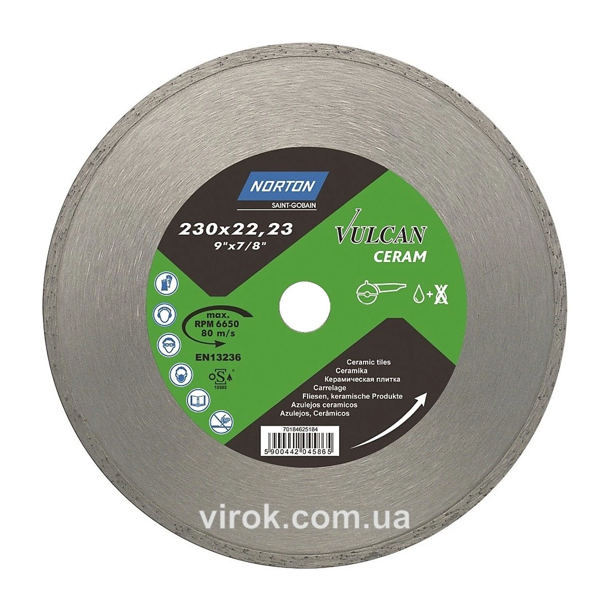 NORTON Диск алмазний VULCAN TILE по керамічній плитці: Ø= 230/ 22.23 мм (DW) | 70V208