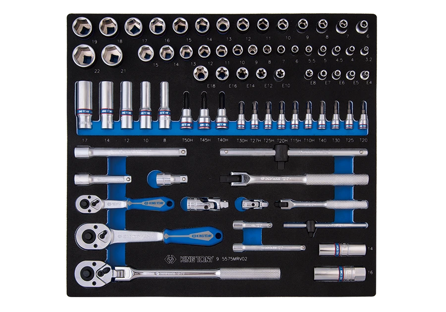 KING TONY Набор торцевых головок 1/4 "+3/8" DR 75 ед. в ложементе | 9-5575MRV02