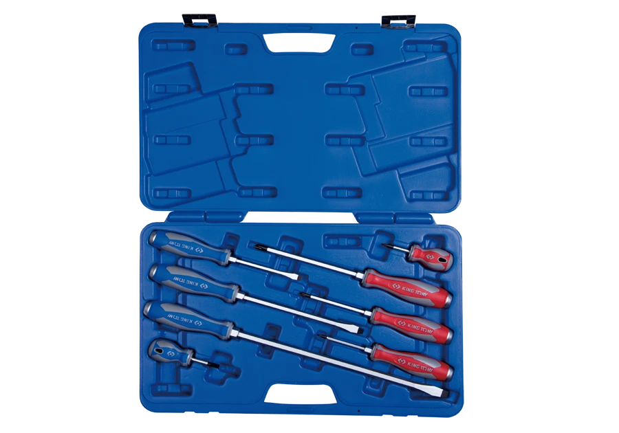 KING TONY Набор силовых отверток в кейсе (PH, SL) 8 предметов | 35208MR