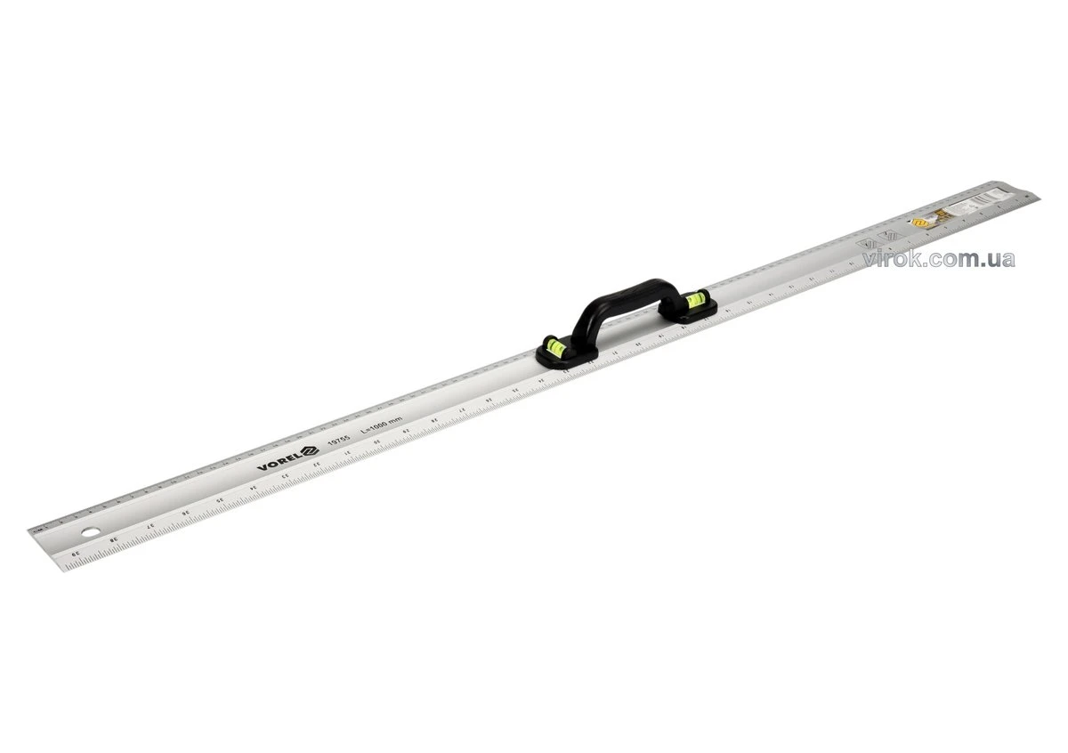 VOREL Лінійка алюмінієва з пластиковим тримачем , l= 1 м, w= 60 мм і 2 капсули  | 19755