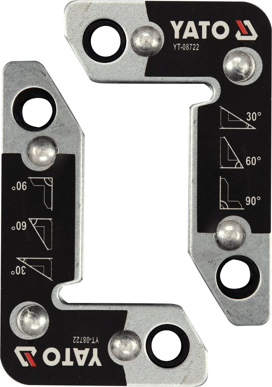 YATO Кутники магнітні для зварювання YATO: кут: 30°, 60°, 90°, сталеві, сила утримування- 25 кг, 2шт