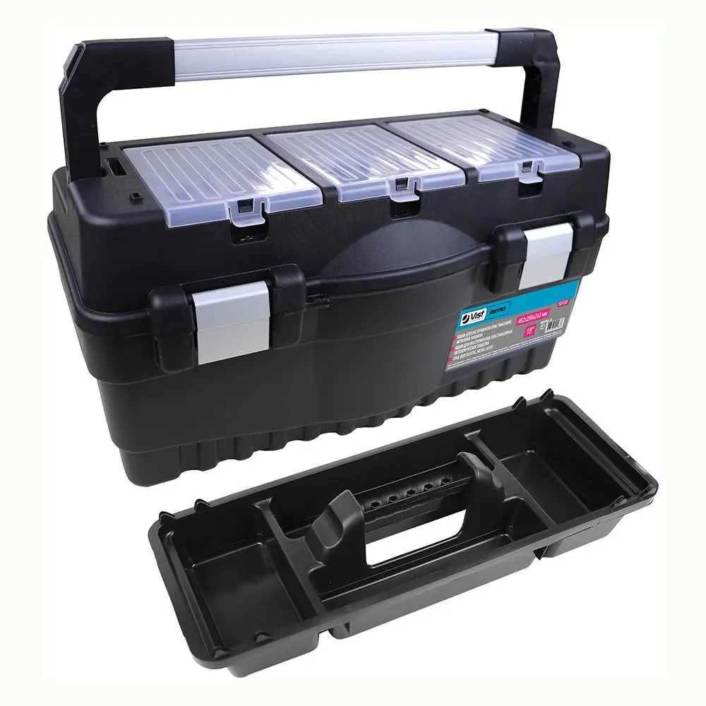 Ящик для інструментів пластмасовий 18, металева защібка, 462x256x242 мм Berg | 52-530