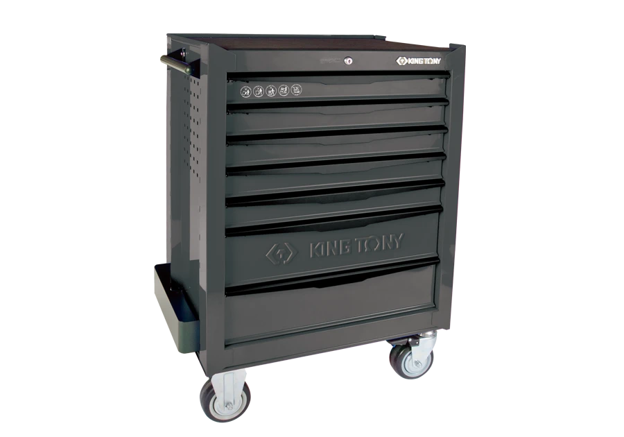 KING TONY Тумба инструментальная 7 полочная (каждая полка с фиксатором) Серая | 87934-7B-G