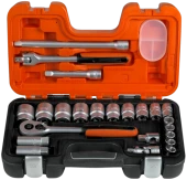 BAHCO S240AF Набор головок торцевых 6-гран. 1/2" 3/8-1.1/4; CrV сталь; чемодан; 23 шт.