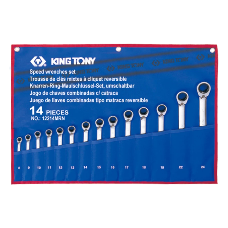 KING TONY Набор ключей комби с трещеткой и флажком 14шт. (8-24) Снято | 12214MRN