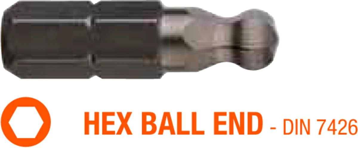 USH Насадка викруткова Industry HEX SW2.5K x 25 мм BallEnd заокруглена, Уп. 5 шт. | UUSE0012970