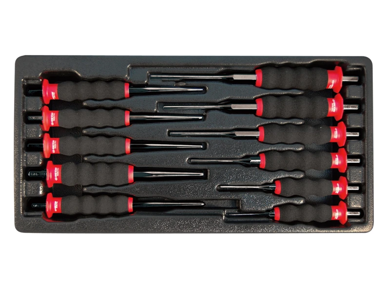 KING TONY Набор ударных инструментов выколоток 11 ед. с защитой (выколотки, бородки, керн) | 9-1011G