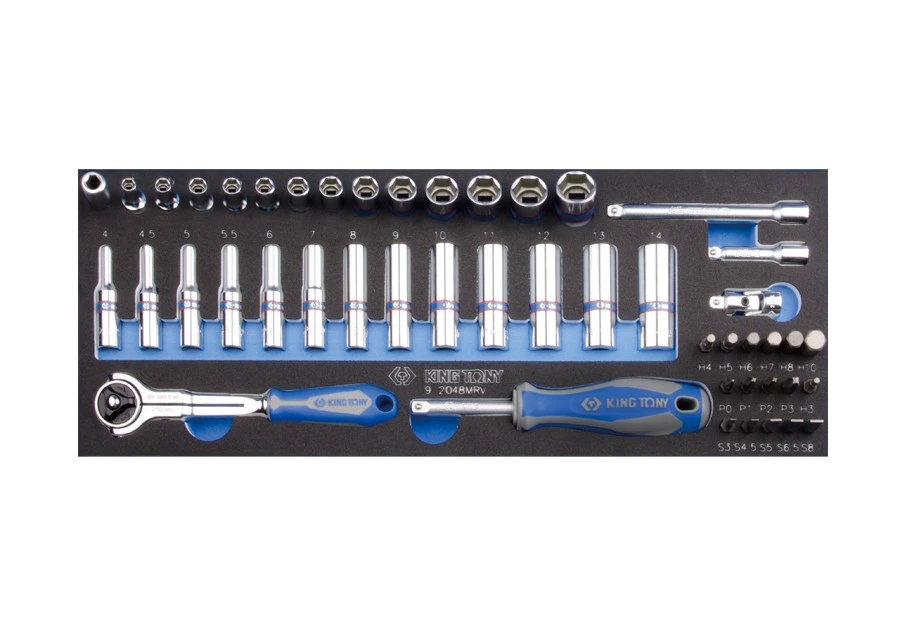KING TONY Набор торцевых головок 1/4" 48шт (EVA ложемент) | 9-2548MRV