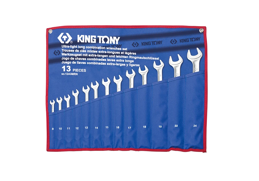 KING TONY Набор ключей комби 13шт. (8-24мм).удлиненных легкие | 12A3MRN
