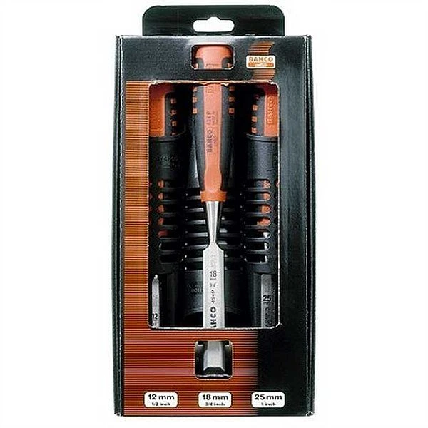 BAHCO 424P-S3-EUR Набор стамесок профи 3 шт. (12, 18, 25); ударопрочная 2-х компонентная ручка ERGO.