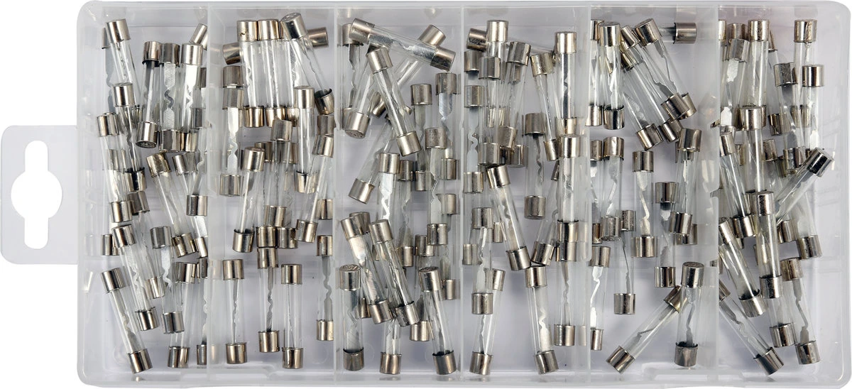 YATO Запобіжники електромережі зі скляною прозорою оболонкою YATO : Ø6 x 30 мм, 5-30 А, 120 шт  | YT