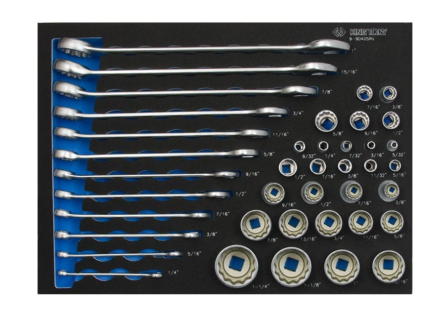 KING TONY Набор инструмента комбинированный (ключи и головки) 40 предметов (EVA ложемент) | 9-9040SR
